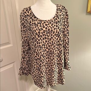 Chico’s Leopard Print 3/4 Sleeve Knit Top